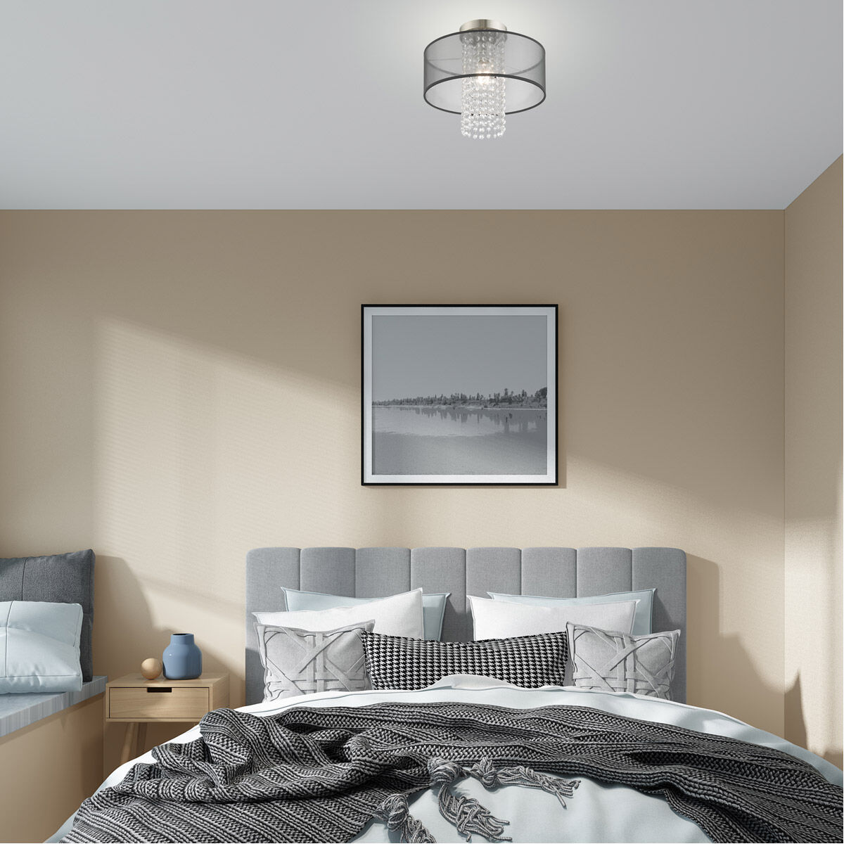 Bella Vista 1 Light 13 inch Brushed Nickel Semi-Flush Mount Ceiling Light