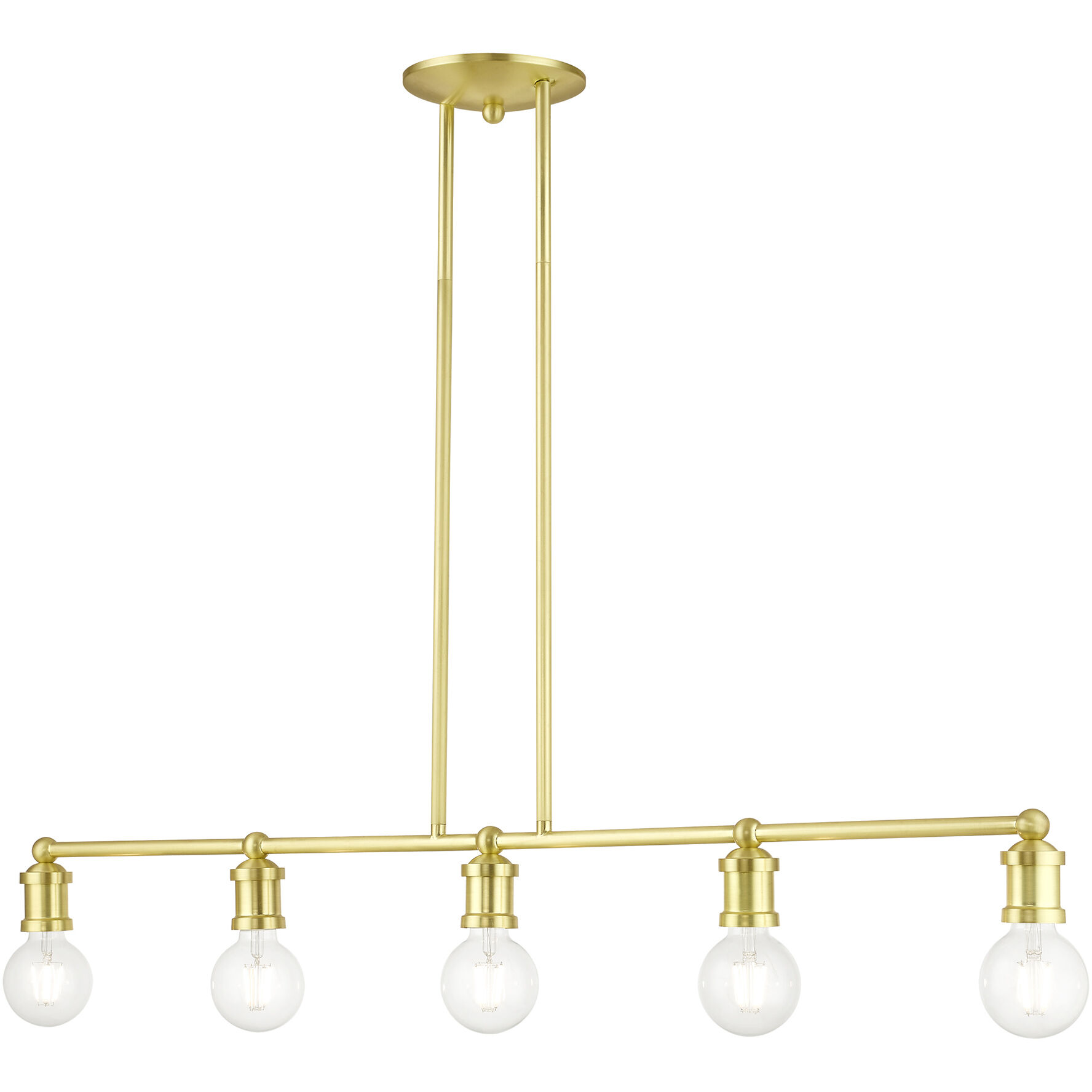 Lansdale 5 Light 40 inch Satin Brass Linear Chandelier Ceiling Light, Large