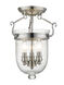 Jefferson 3 Light 10 inch Polished Nickel Semi-Flush Mount Ceiling Light