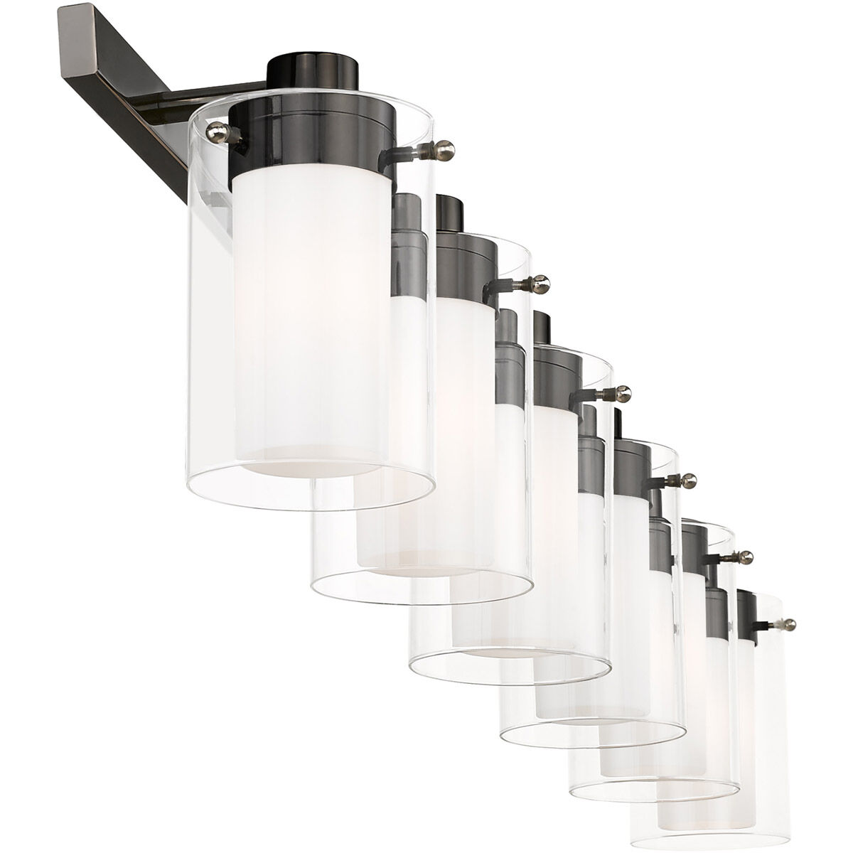 Manhattan 6 Light 48 inch Polished Black Chrome Vanity Sconce Wall Light