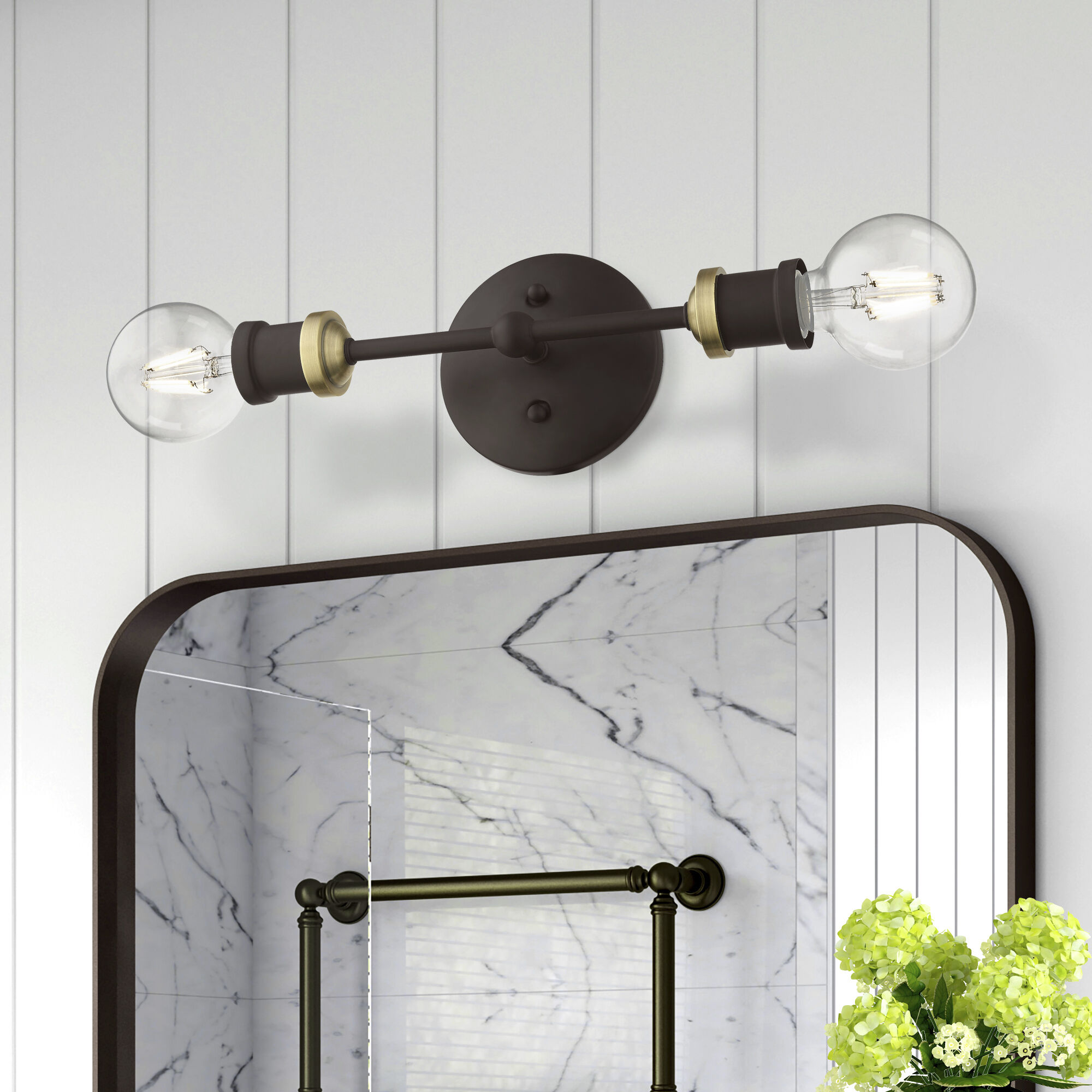 Lansdale 2 Light 5 inch Bronze with Antique Brass Accents Vanity Sconce Wall Light