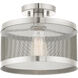Industro 1 Light 11 inch Brushed Nickel Semi Flush Ceiling Light