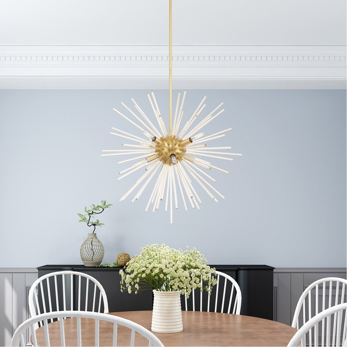 Utopia 8 Light 26 inch Satin Brass Pendant Chandelier Ceiling Light