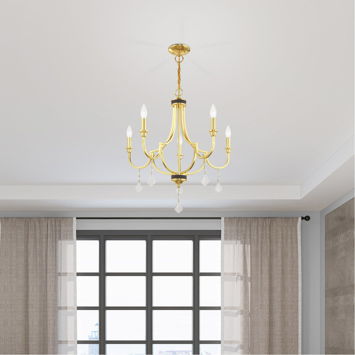 Glendale 5 Light 24.5 inch Polished Brass Chandelier Ceiling Light