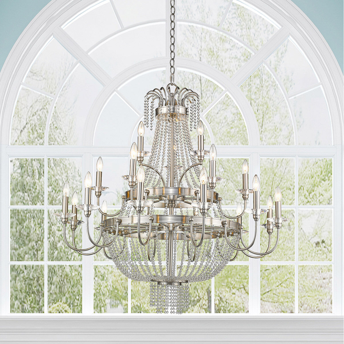 Valentina 21 Light 42 inch Brushed Nickel Foyer Chandelier Ceiling Light