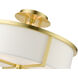 Wesley 3 Light 16 inch Satin Brass Semi Flush Ceiling Light