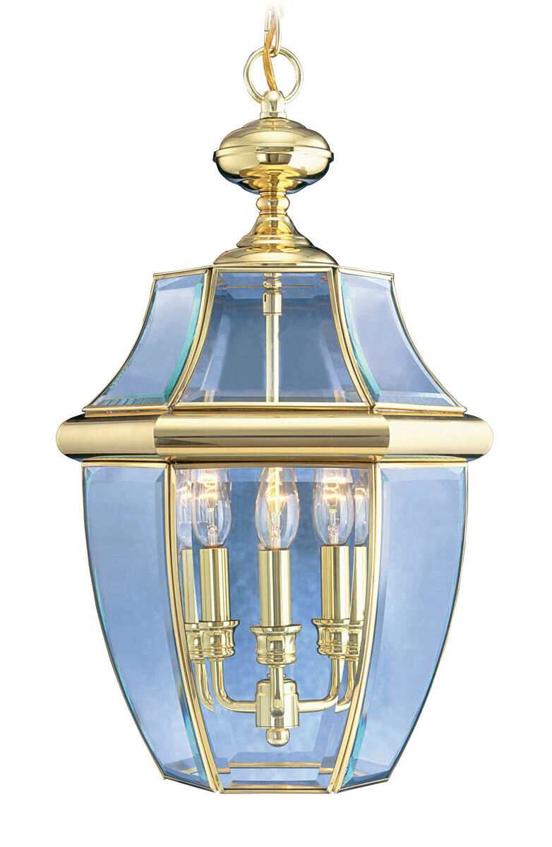 Monterey 3 Light 13 inch Polished Brass Outdoor Pendant Lantern