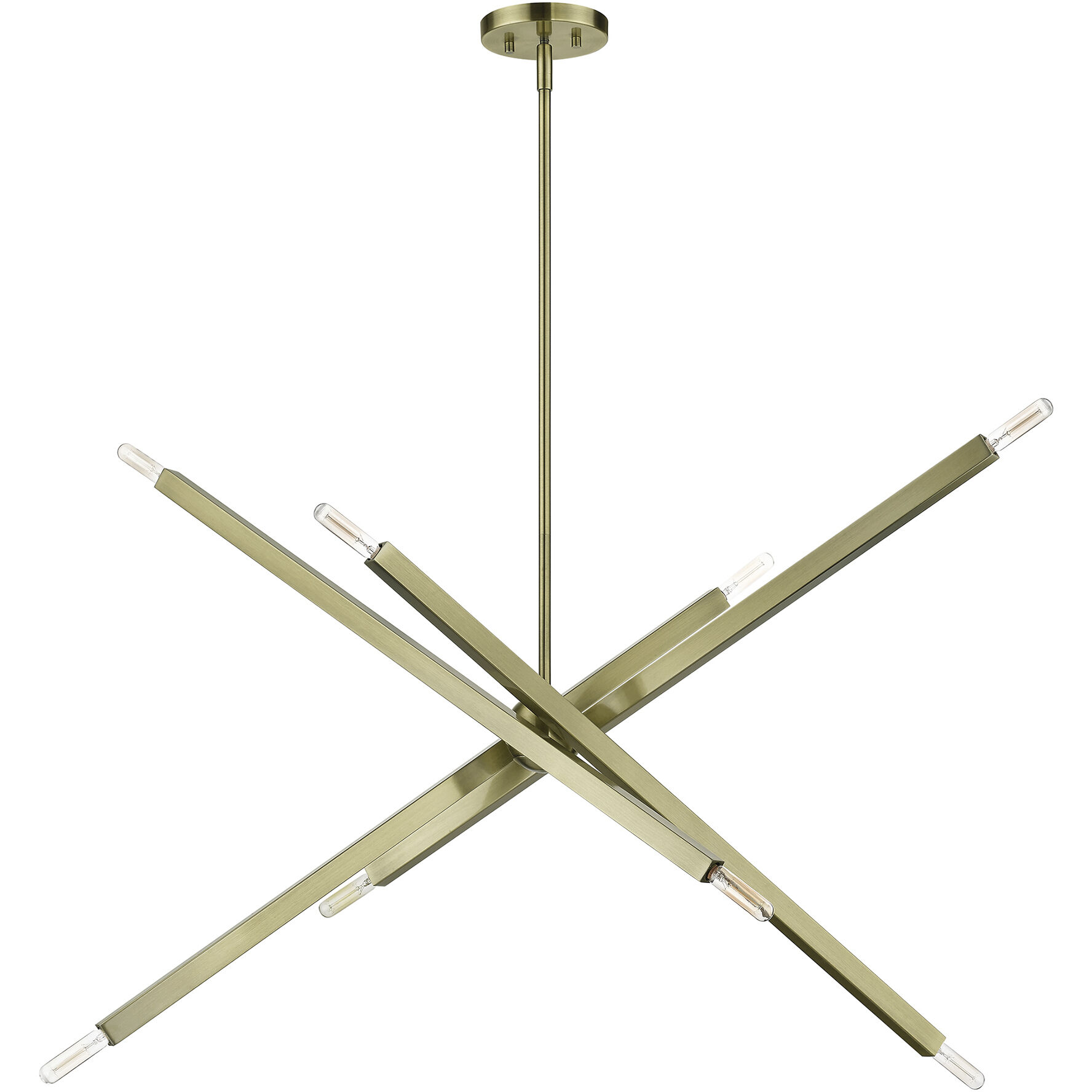 Monaco 8 Light 35 inch Antique Brass Linear Chandelier Ceiling Light, Large