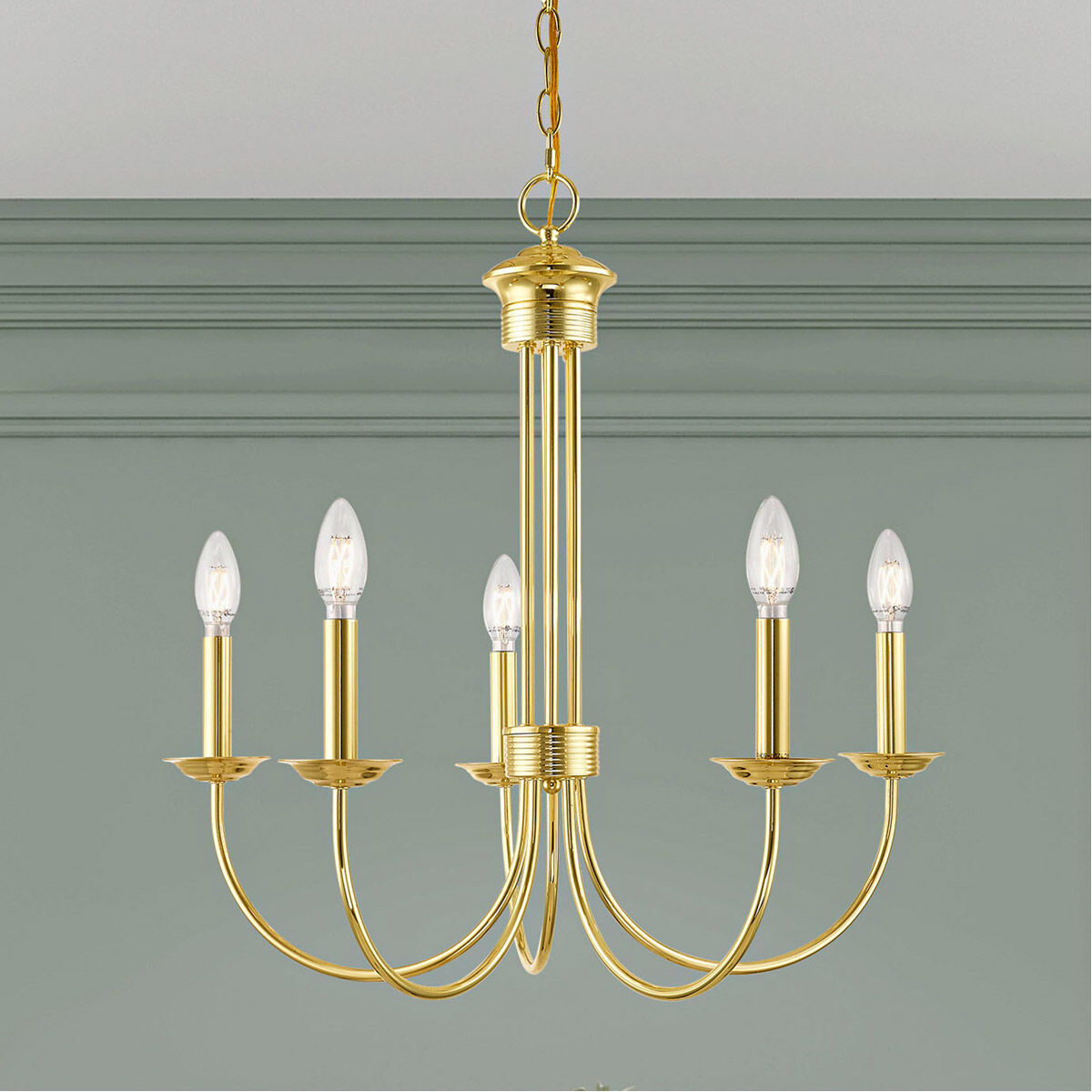Estate 5 Light 25 inch Polished Brass Chandelier Ceiling Light
