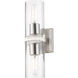 Clarion 2 Light 5 inch Brushed Nickel Vanity Sconce Wall Light