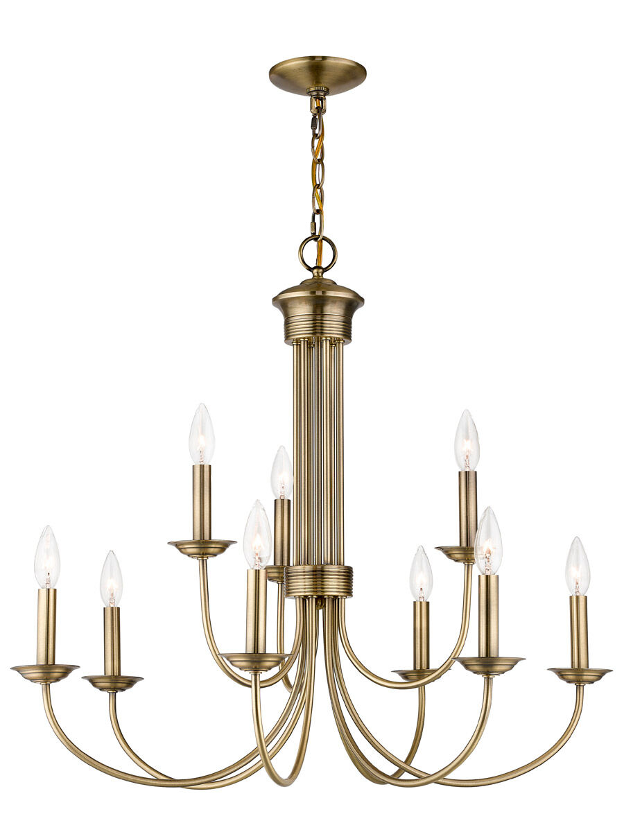 Estate 9 Light 30 inch Antique Brass Chandelier Ceiling Light