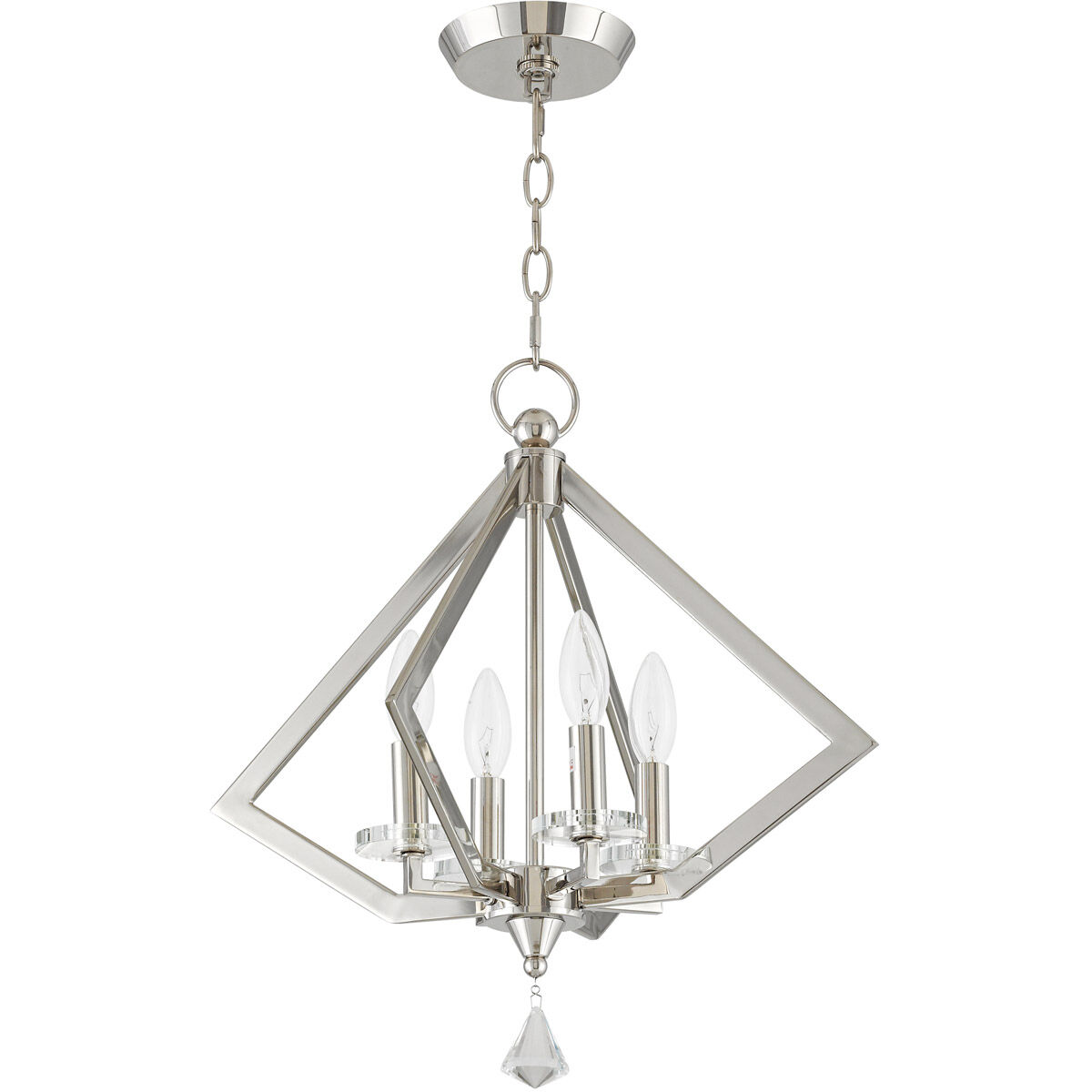 Diamond 4 Light 18 inch Polished Nickel Mini Chandelier Ceiling Light