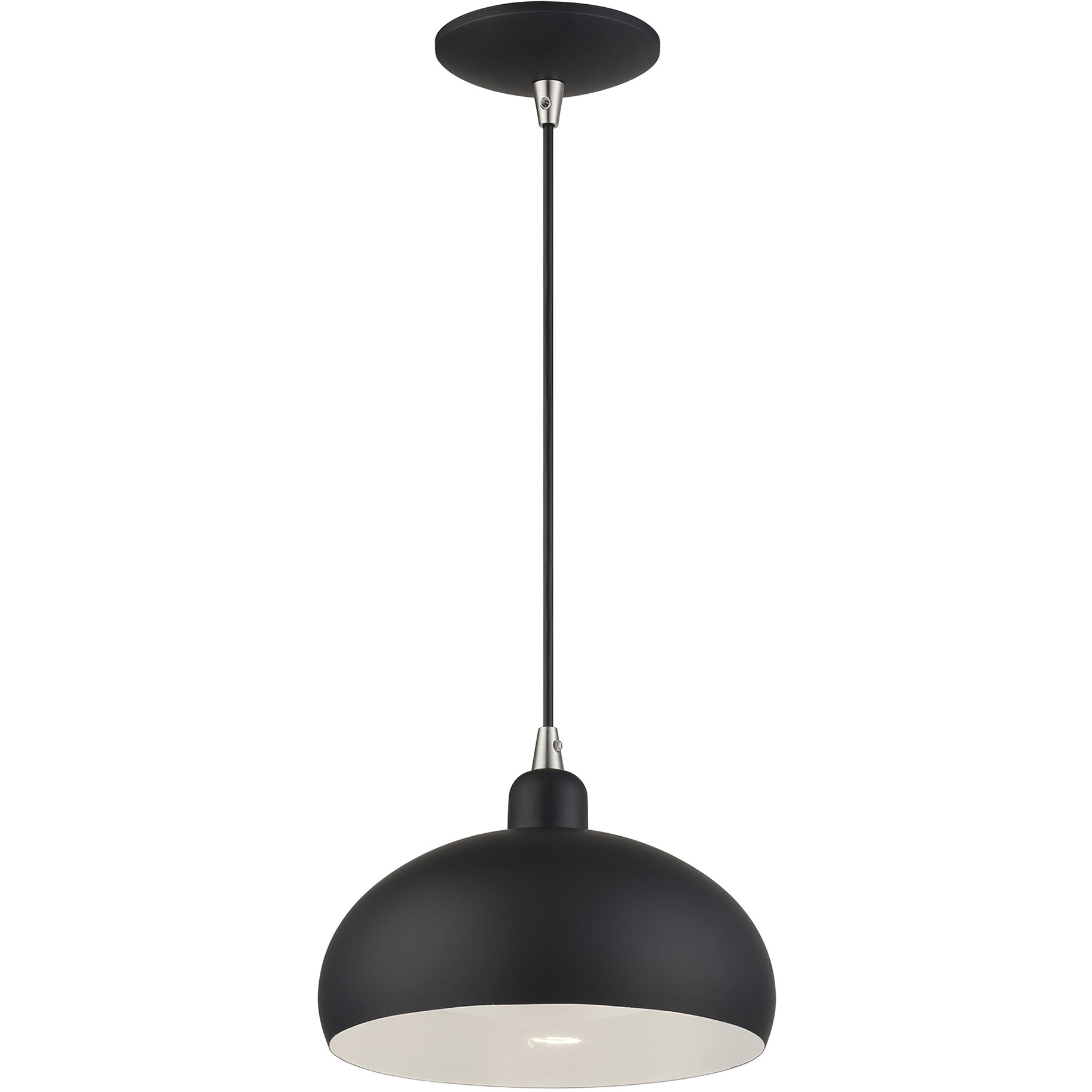 Domma 1 Light 10 inch Black with Brushed Nickel Accents Pendant Ceiling Light