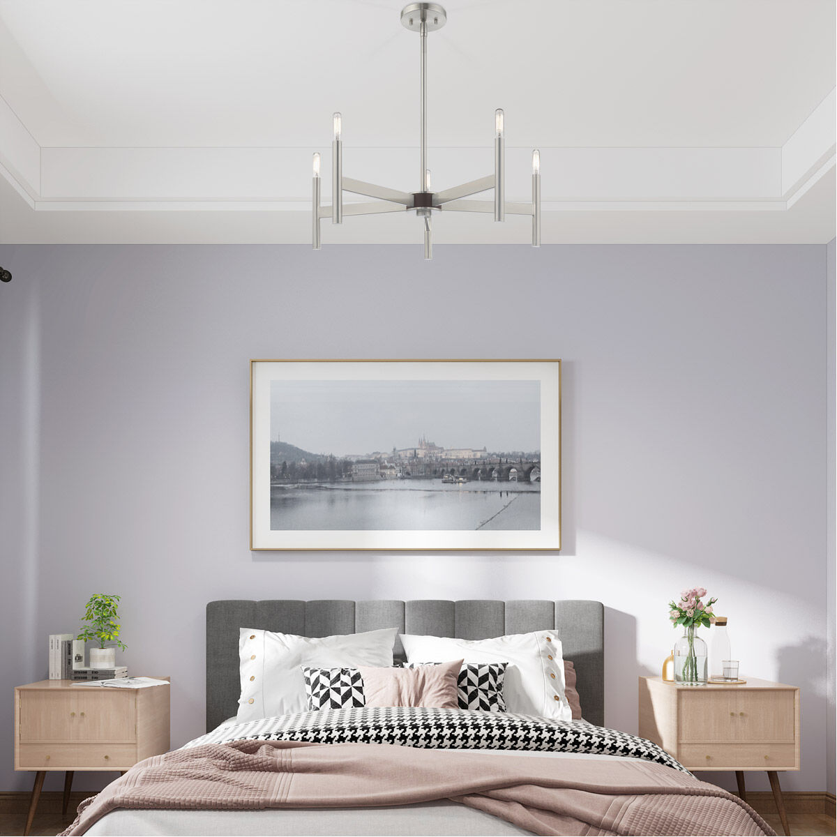 Copenhagen 5 Light 25 inch Brushed Nickel Chandelier Ceiling Light