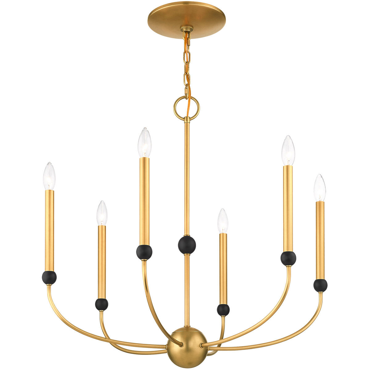 Cortlandt 6 Light 28 inch Natural Brass with Bronze Accents Chandelier Ceiling Light