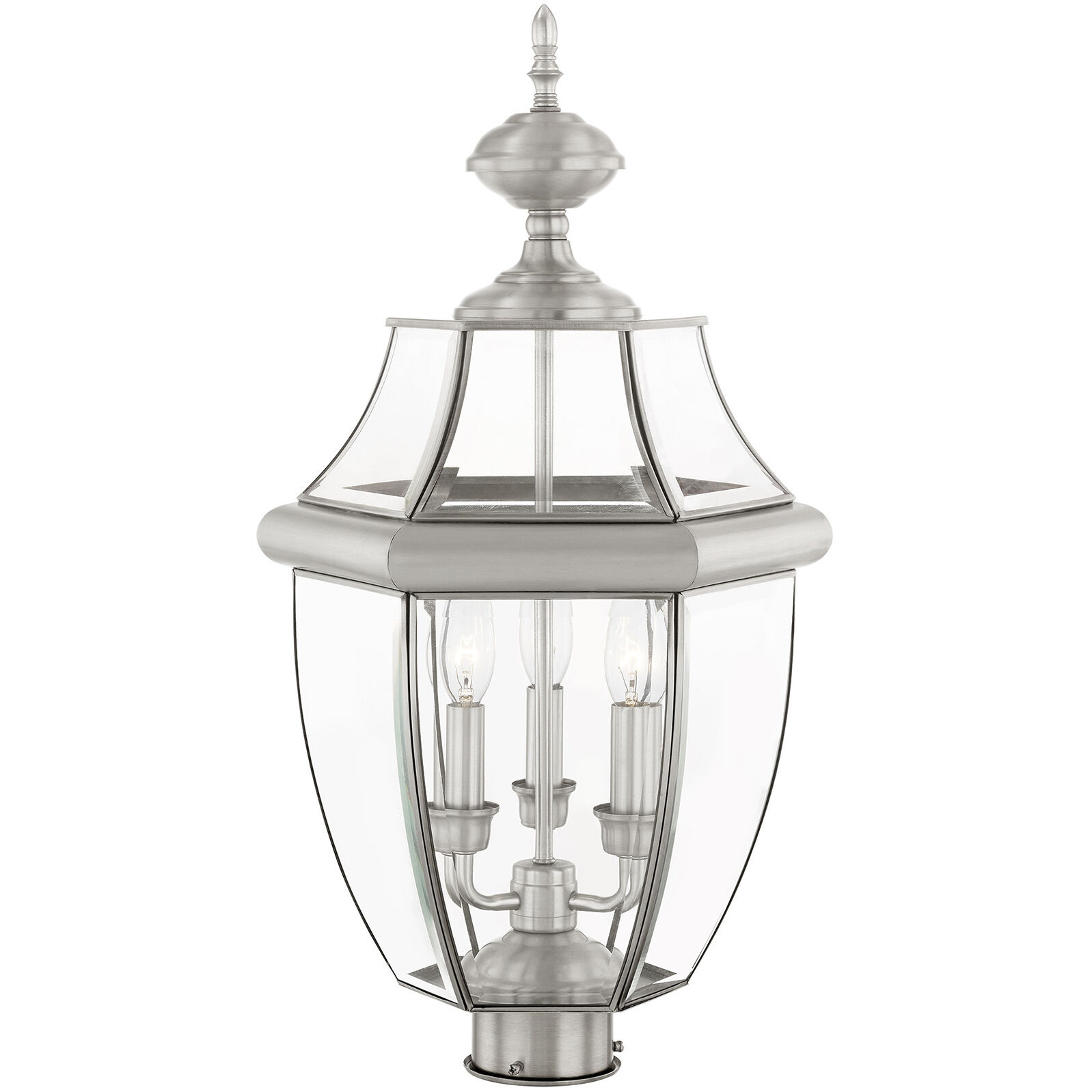 Monterey 3 Light 23.5 inch Brushed Nickel Outdoor Post Top Lantern