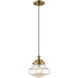 Art Glass 1 Light 9 inch Antique Brass Mini Pendant Ceiling Light