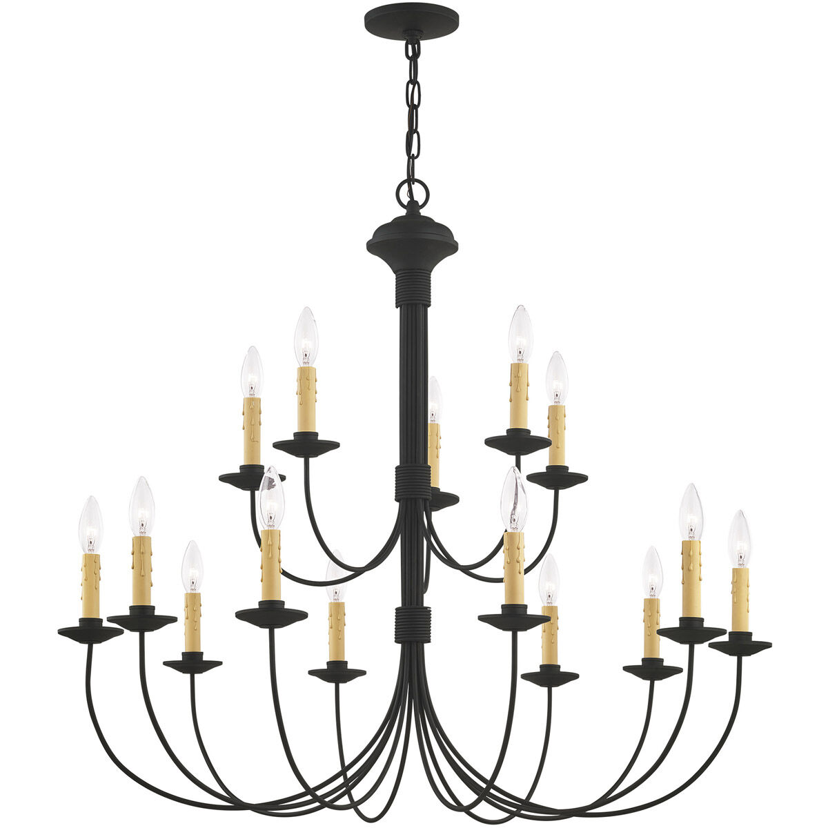 Heritage 15 Light 36 inch Black Chandelier Ceiling Light