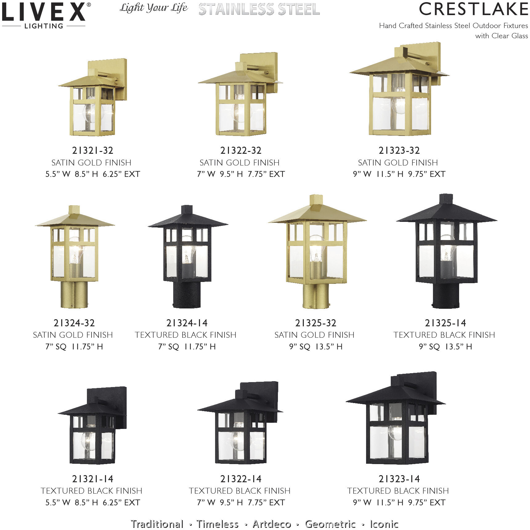 Crestlake 1 Light 9.5 inch Satin Gold Outdoor Wall Lantern