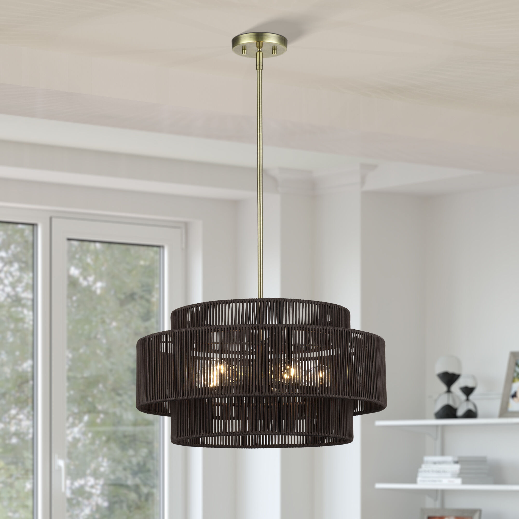 Acordia 5 Light 22 inch Antique Brass Pendant Chandelier Ceiling Light