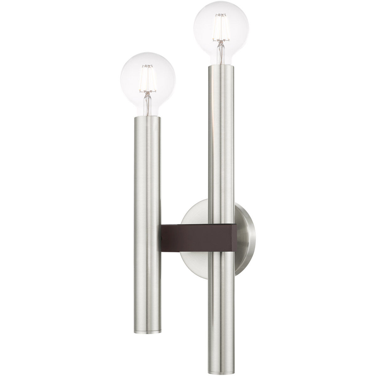Helsinki 2 Light 7 inch Brushed Nickel with Bronze Accents Sconce Wall Light