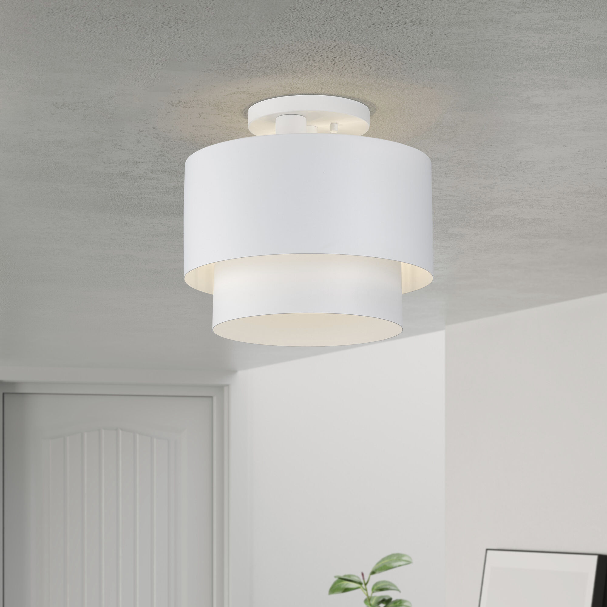 Zolana 2 Light 12 inch White Semi Flush Mount Ceiling Light, Medium
