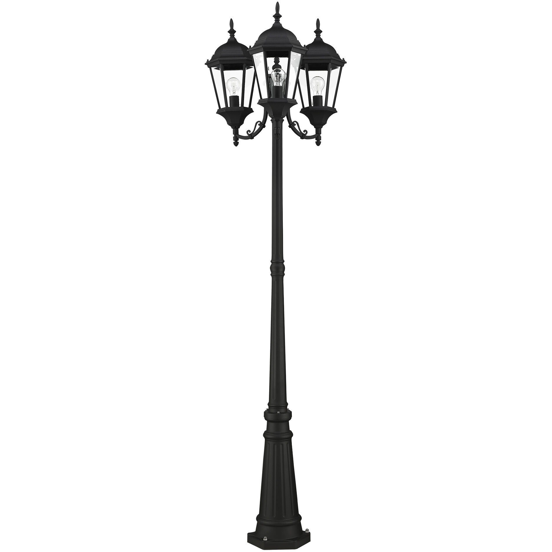 Hamilton 3 Light 86 inch Textured Black Outdoor Post Light