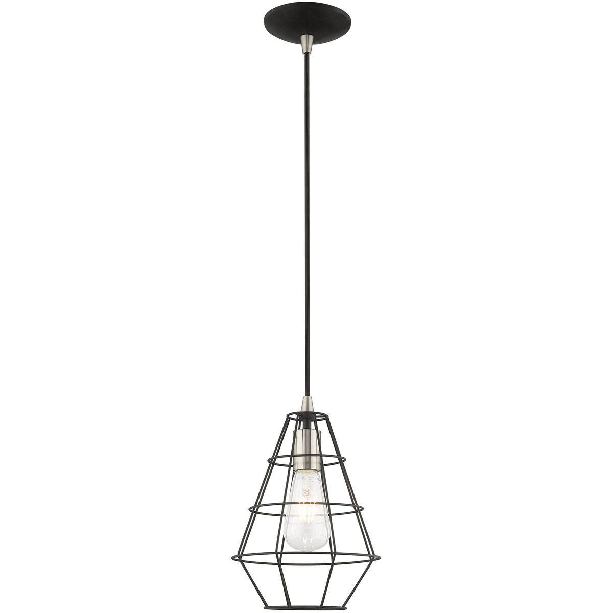 Geometric 1 Light 7.75 inch Black Mini Pendant Ceiling Light