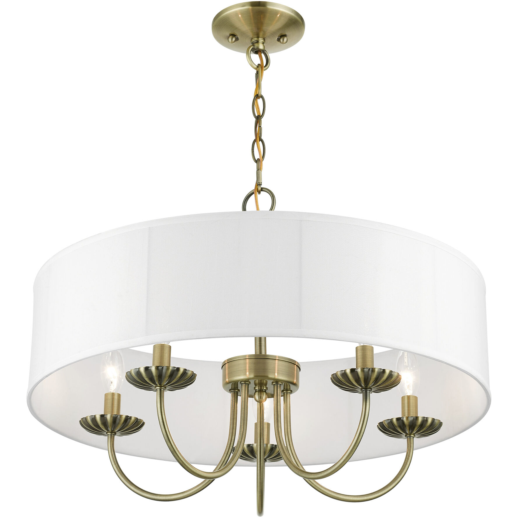 Brookdale 5 Light 23 inch Antique Brass Pendant Chandelier Ceiling Light