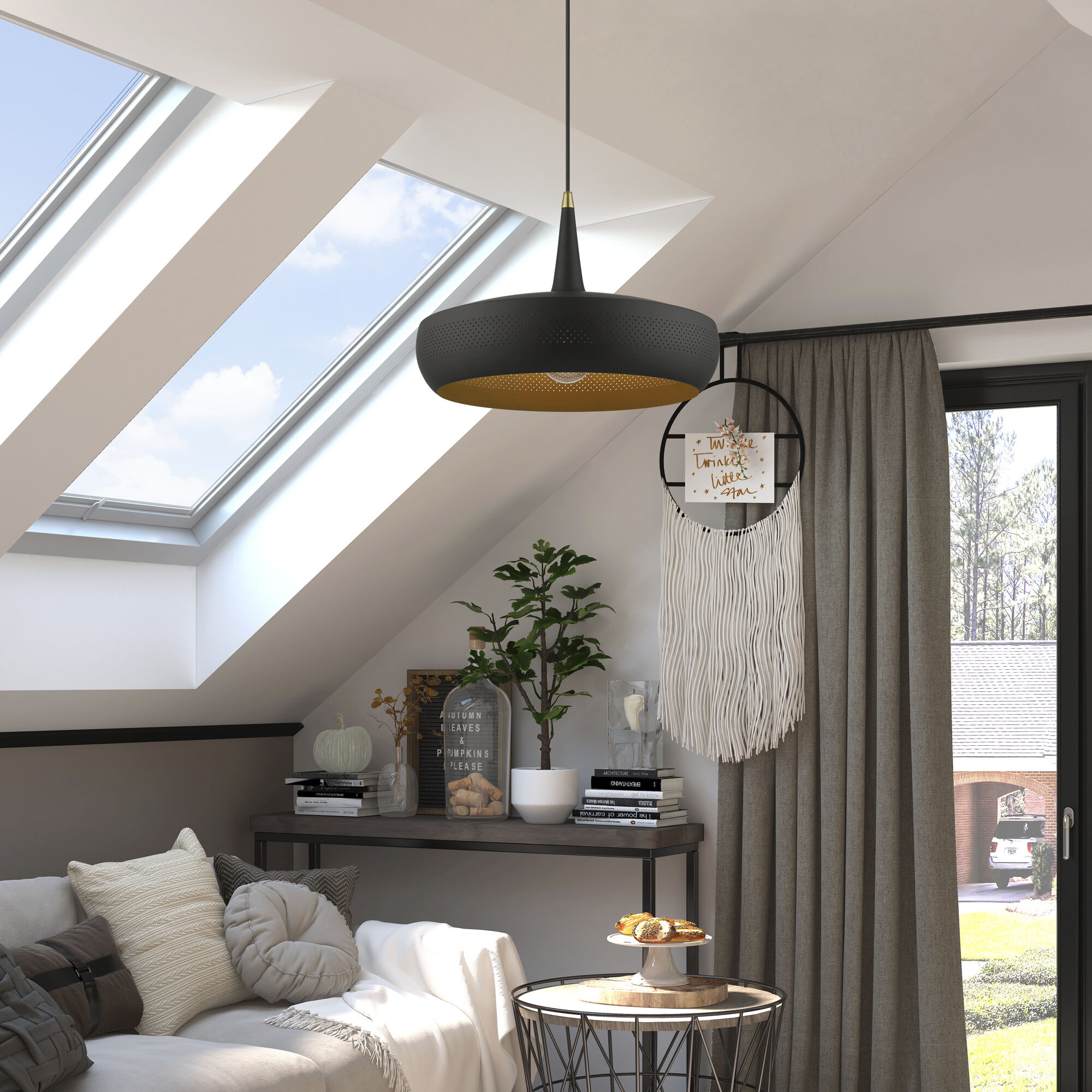 Banbury 1 Light 17 inch Black with Antique Brass Accents Pendant Ceiling Light