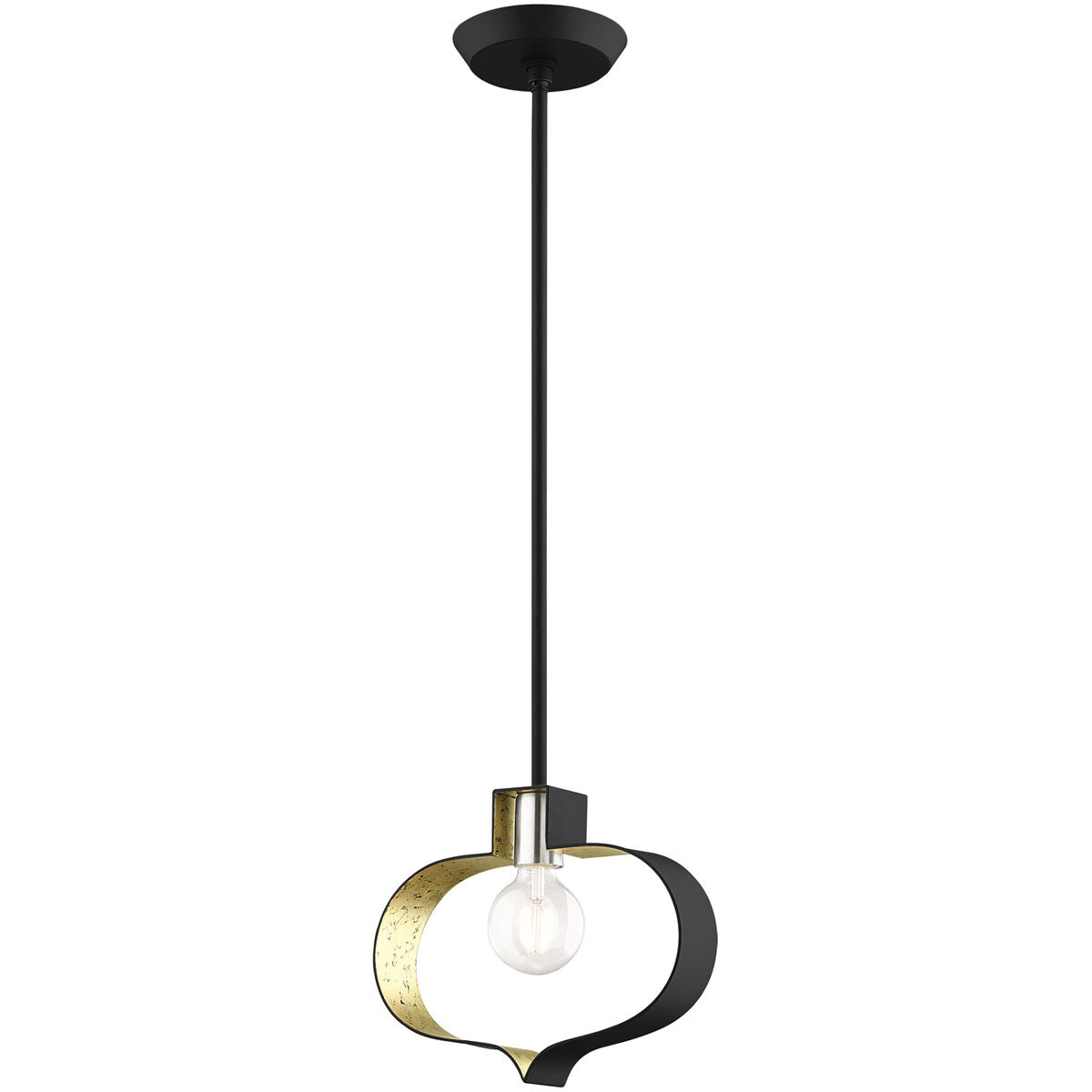 Meadowbrook 1 Light 12 inch Black with Brushed Nickel Accents Pendant Ceiling Light