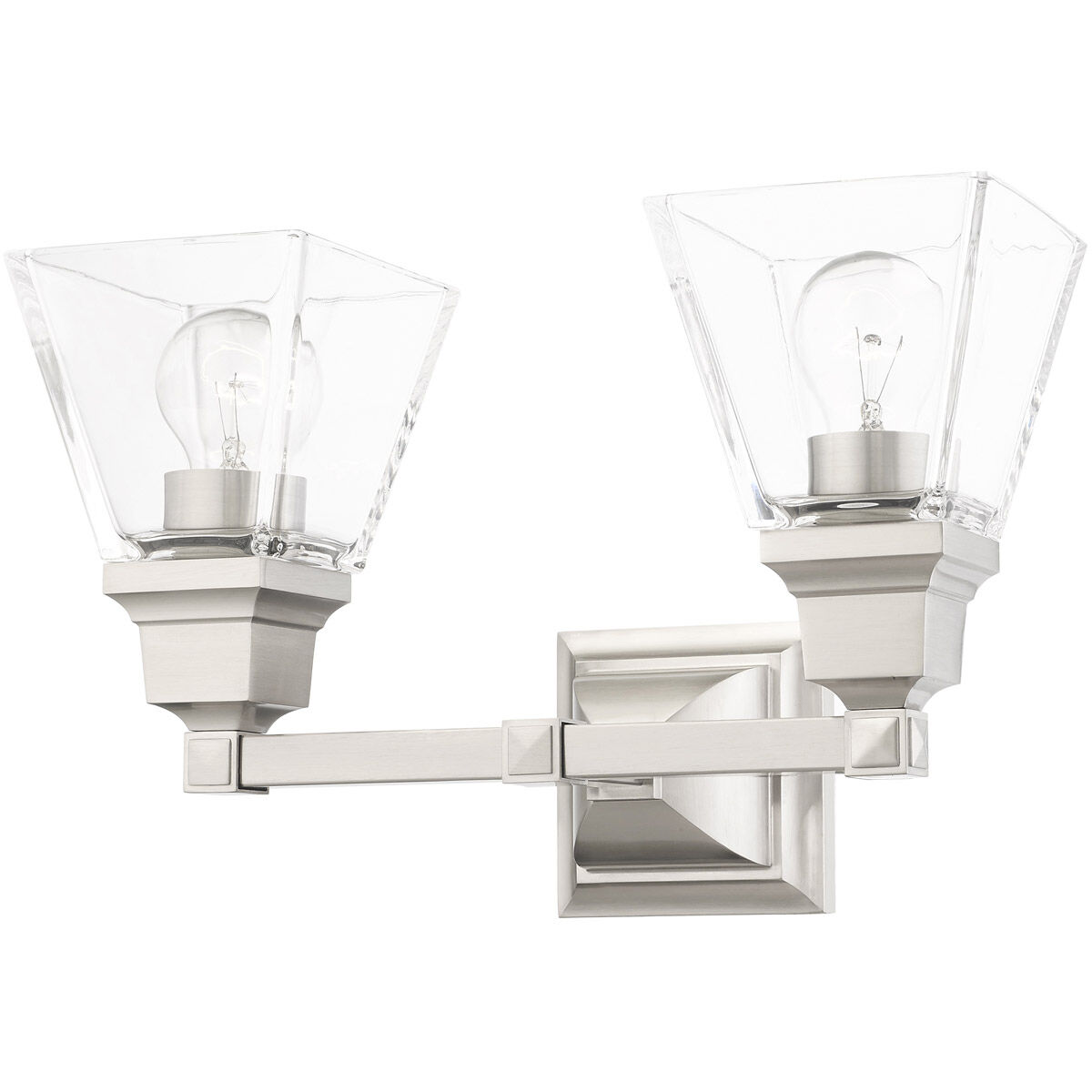 Mission 2 Light 15 inch Brushed Nickel Vanity Sconce Wall Light