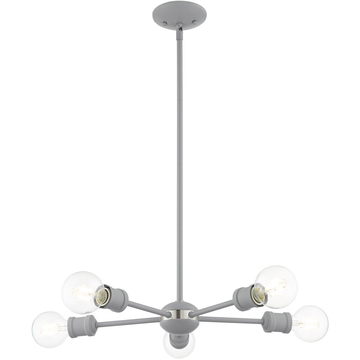 Lansdale 5 Light 19 inch Nordic Gray with Brushed Nickel Accents Chandelier Ceiling Light