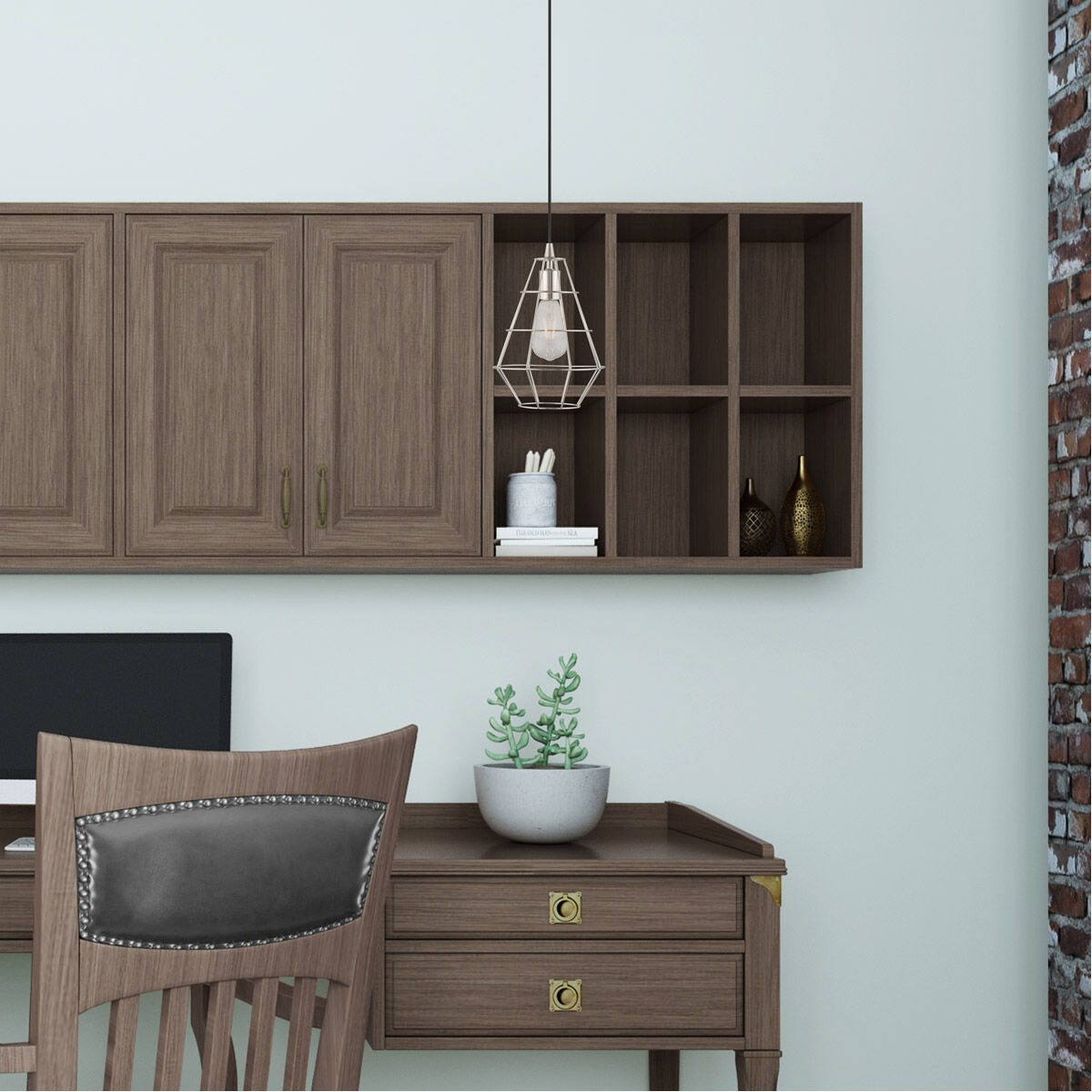 Geometric 1 Light 8 inch Brushed Nickel Mini Pendant Ceiling Light