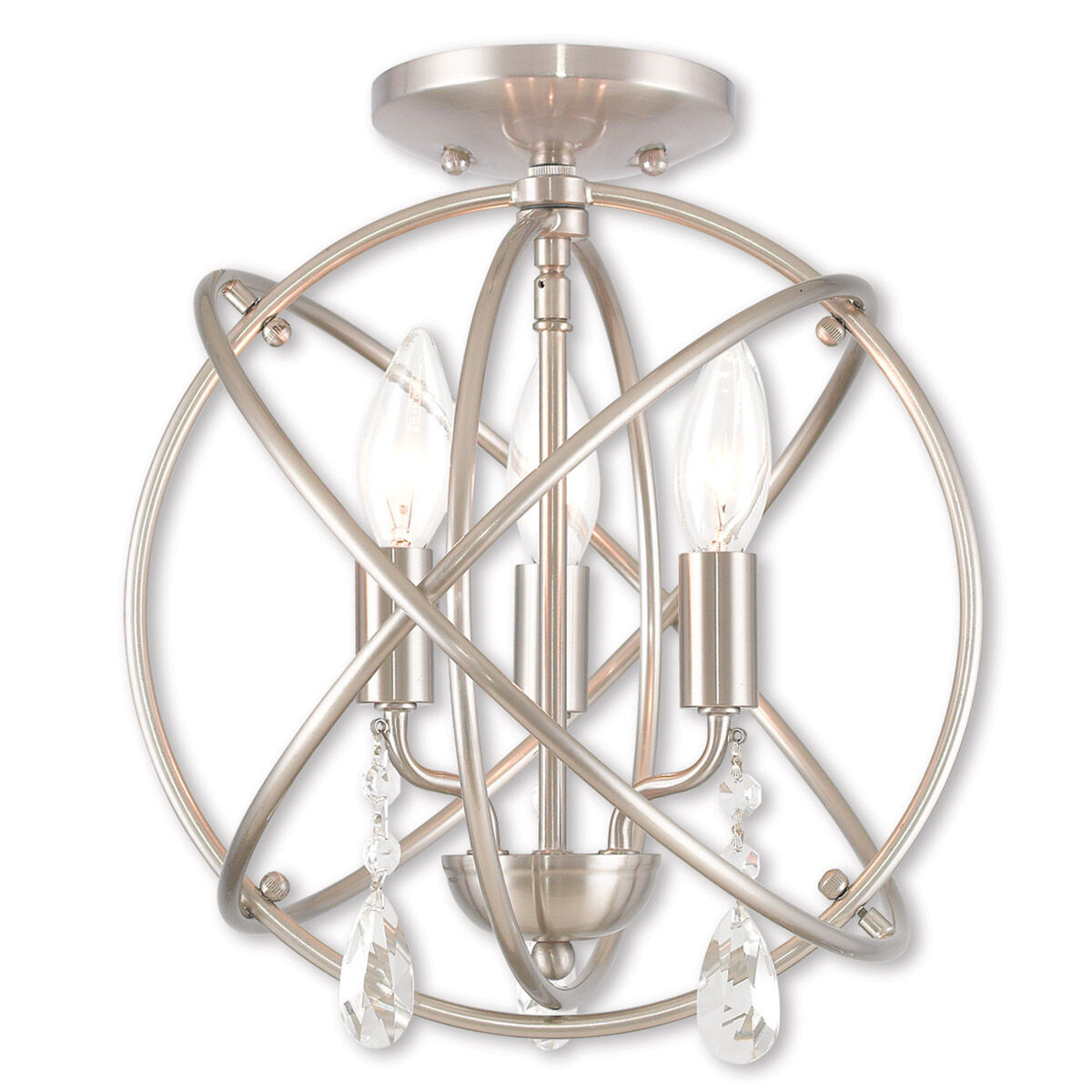 Aria 3 Light 12 inch Brushed Nickel Convertible Mini Chandelier/Ceiling Mount Ceiling Light