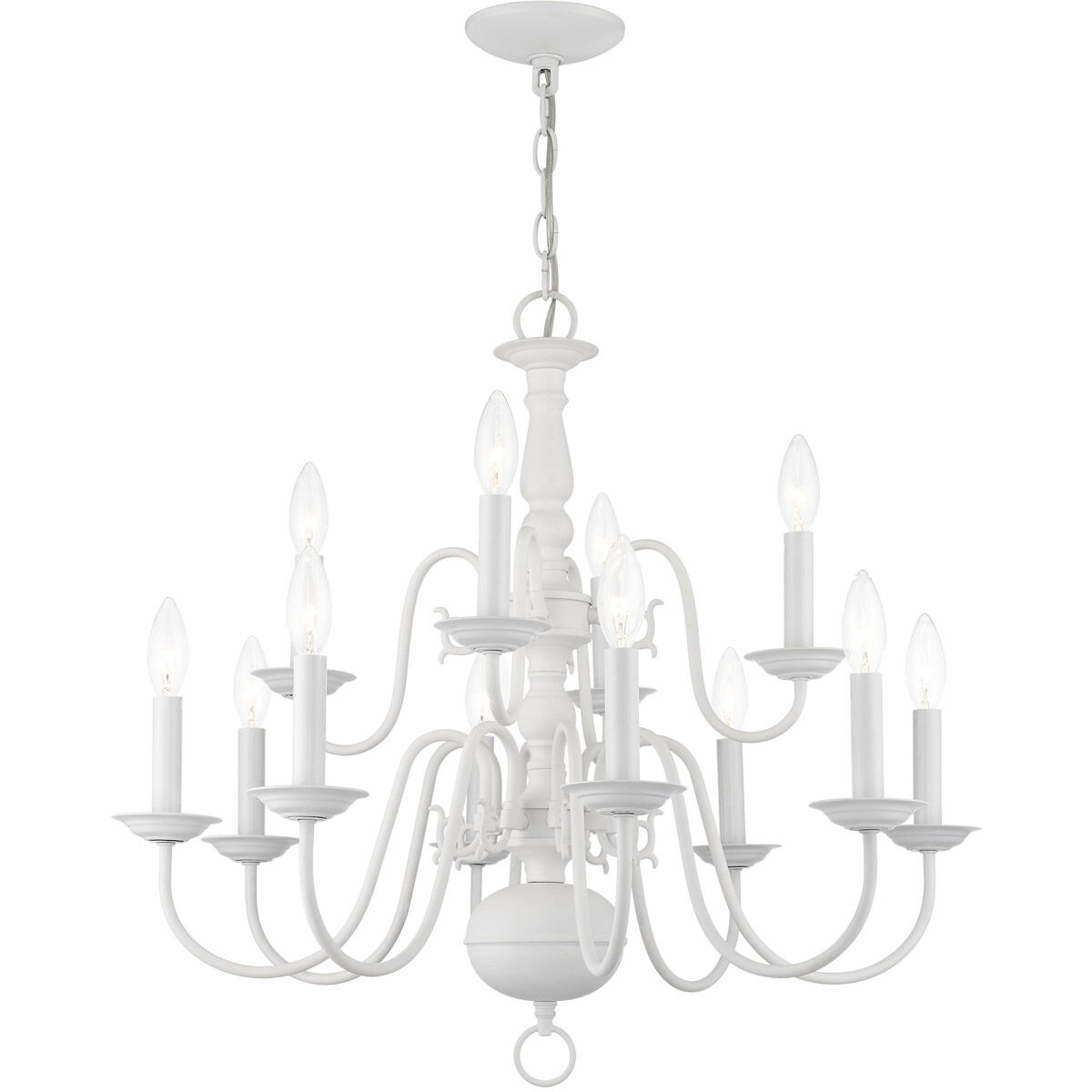 Williamsburg 12 Light 26 inch White Chandelier Ceiling Light