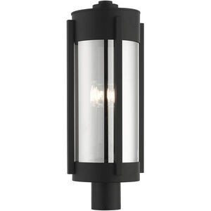 Sheridan 3 Light 22 inch Black with Brushed Nickel Candles Outdoor Post Top Lantern