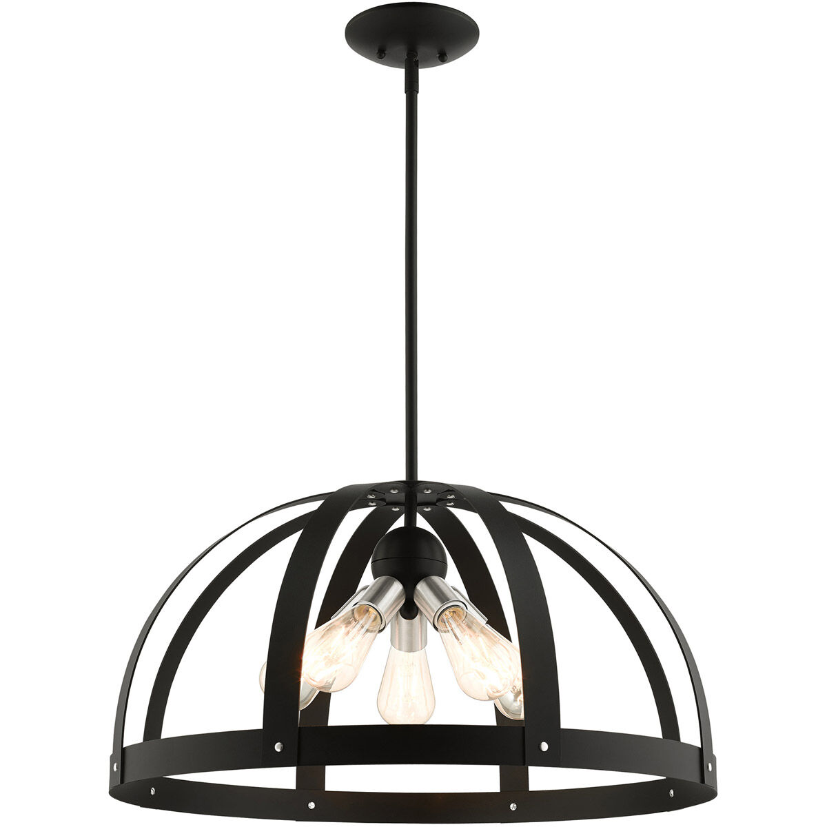 Stoneridge 5 Light 24 inch Textured Black Pendant Chandelier Ceiling Light