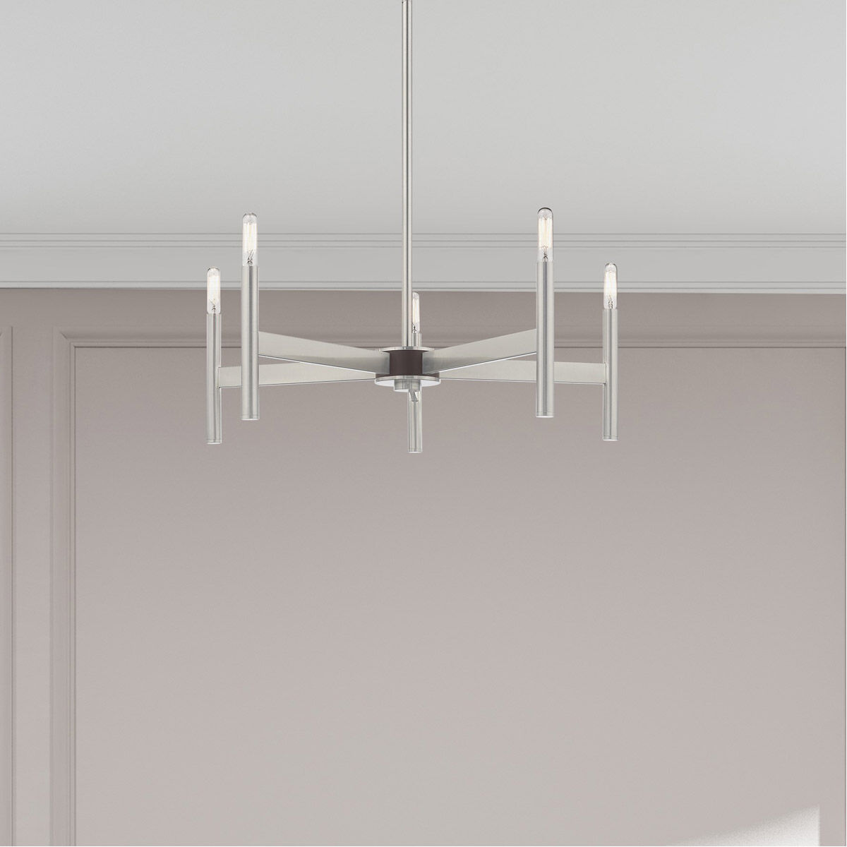 Copenhagen 5 Light 25 inch Brushed Nickel Chandelier Ceiling Light