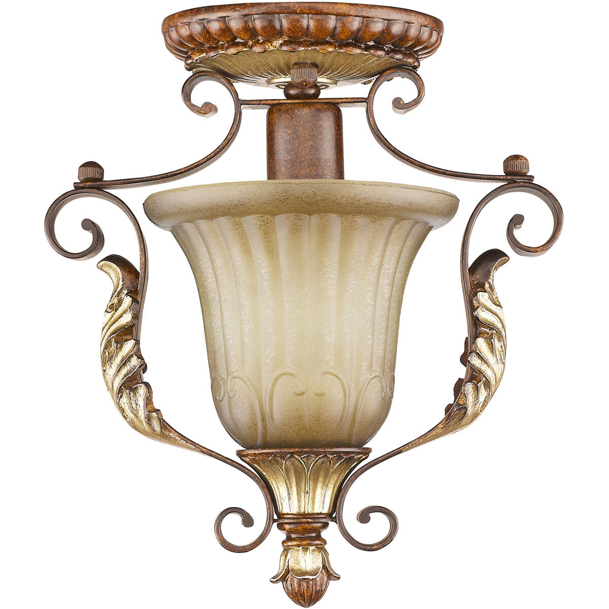 Villa Verona 1 Light 10.25 inch Verona Bronze with Aged Gold Leaf Accents Semi-Flush Mount Ceiling Light