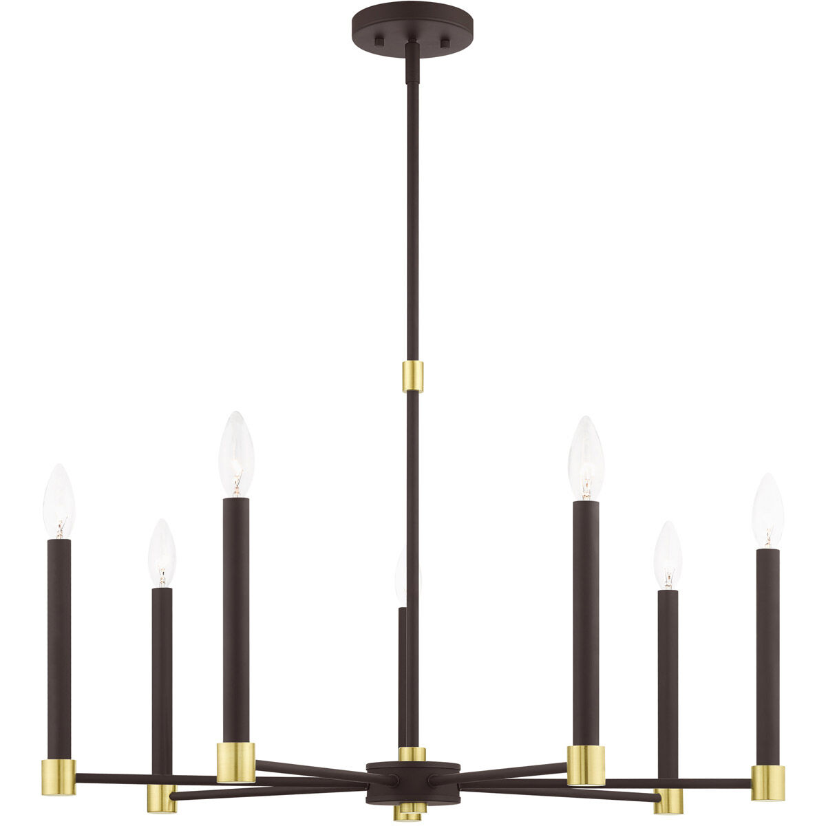 Karlstad 7 Light 28 inch Bronze with Satin Brass Accents Chandelier Ceiling Light