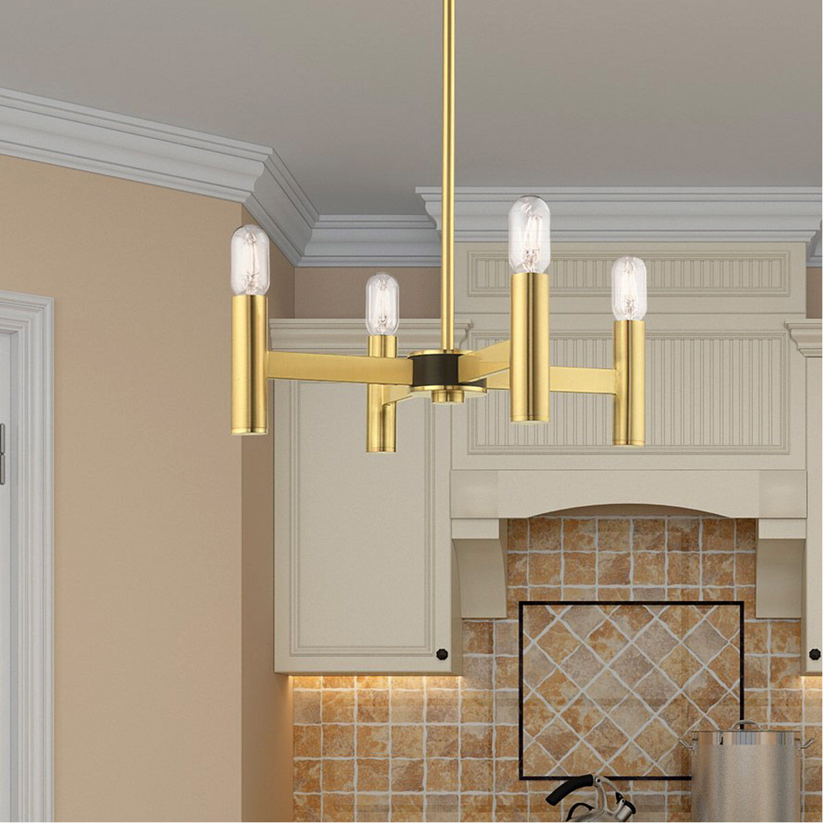 Copenhagen 4 Light 20 inch Satin Brass Mini Chandelier Ceiling Light