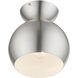 Stockton 1 Light 8 inch Brushed Nickel Semi-Flush Ceiling Light, Globe