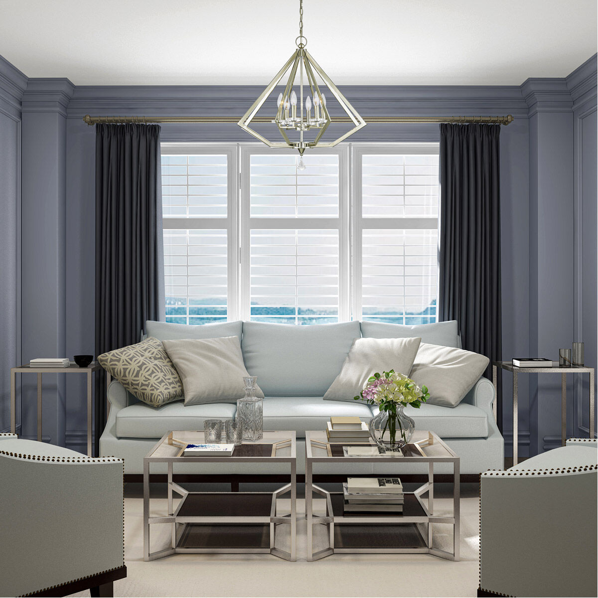 Diamond 6 Light 25 inch Polished Nickel Chandelier Ceiling Light