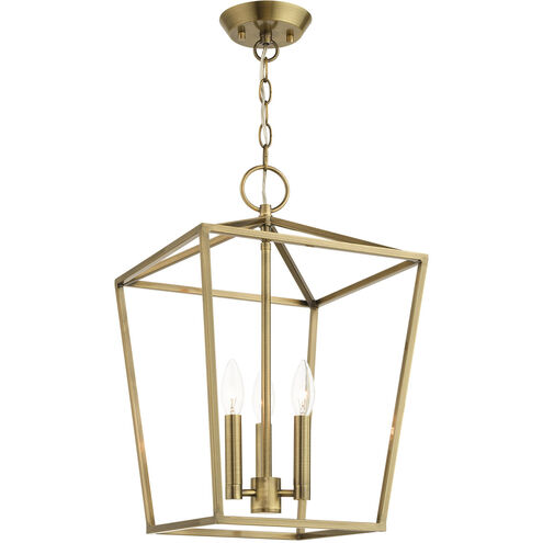 Devone 3 Light 13 inch Antique Brass Convertible Semi Flush/Lantern Ceiling Light