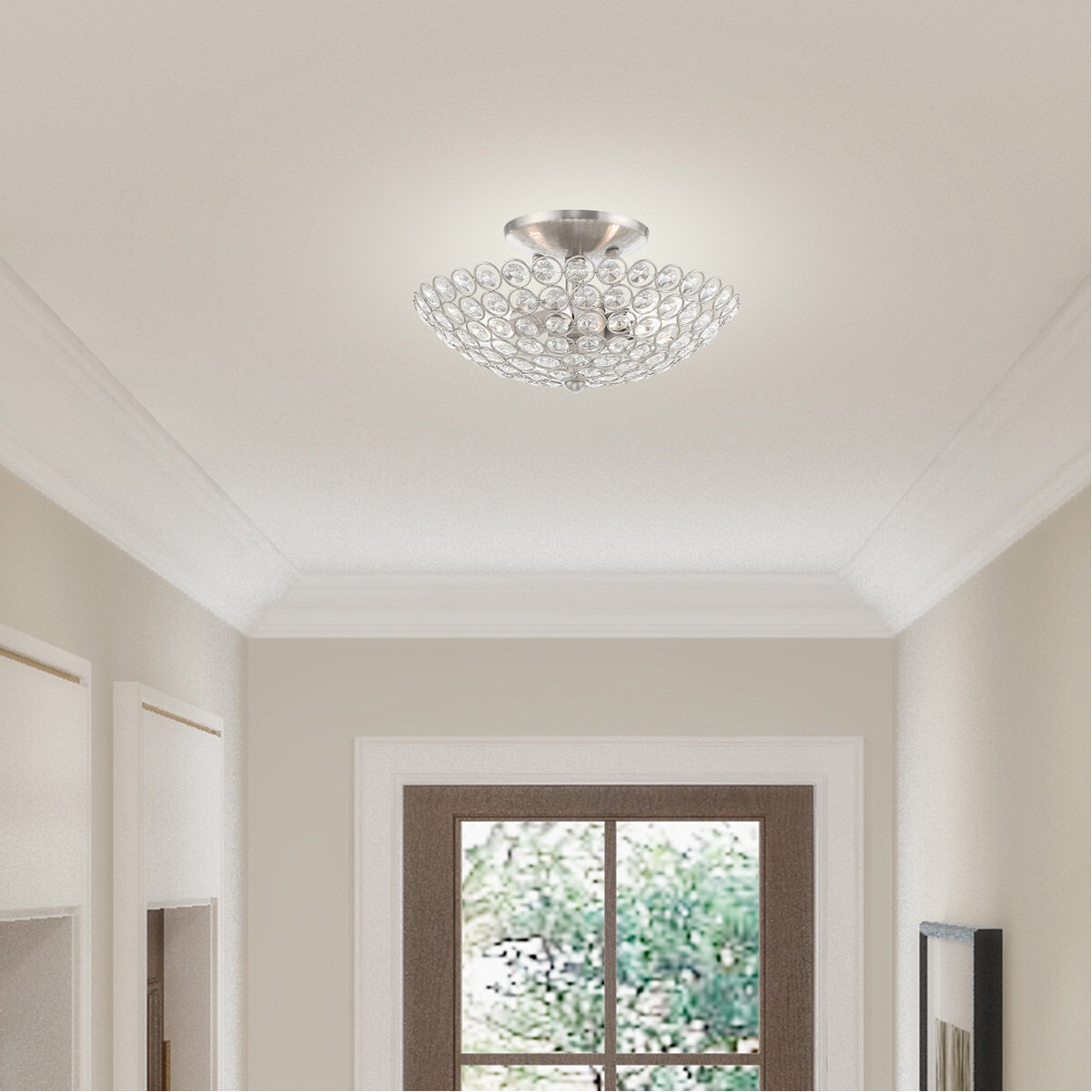 Cassandra 2 Light 11 inch Brushed Nickel Pendant Ceiling Light