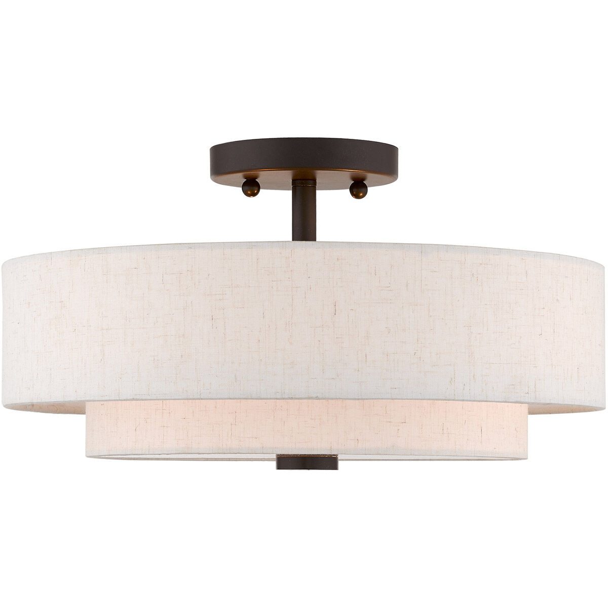 Claremont 3 Light 15 inch English Bronze Semi-Flush Mount Ceiling Light