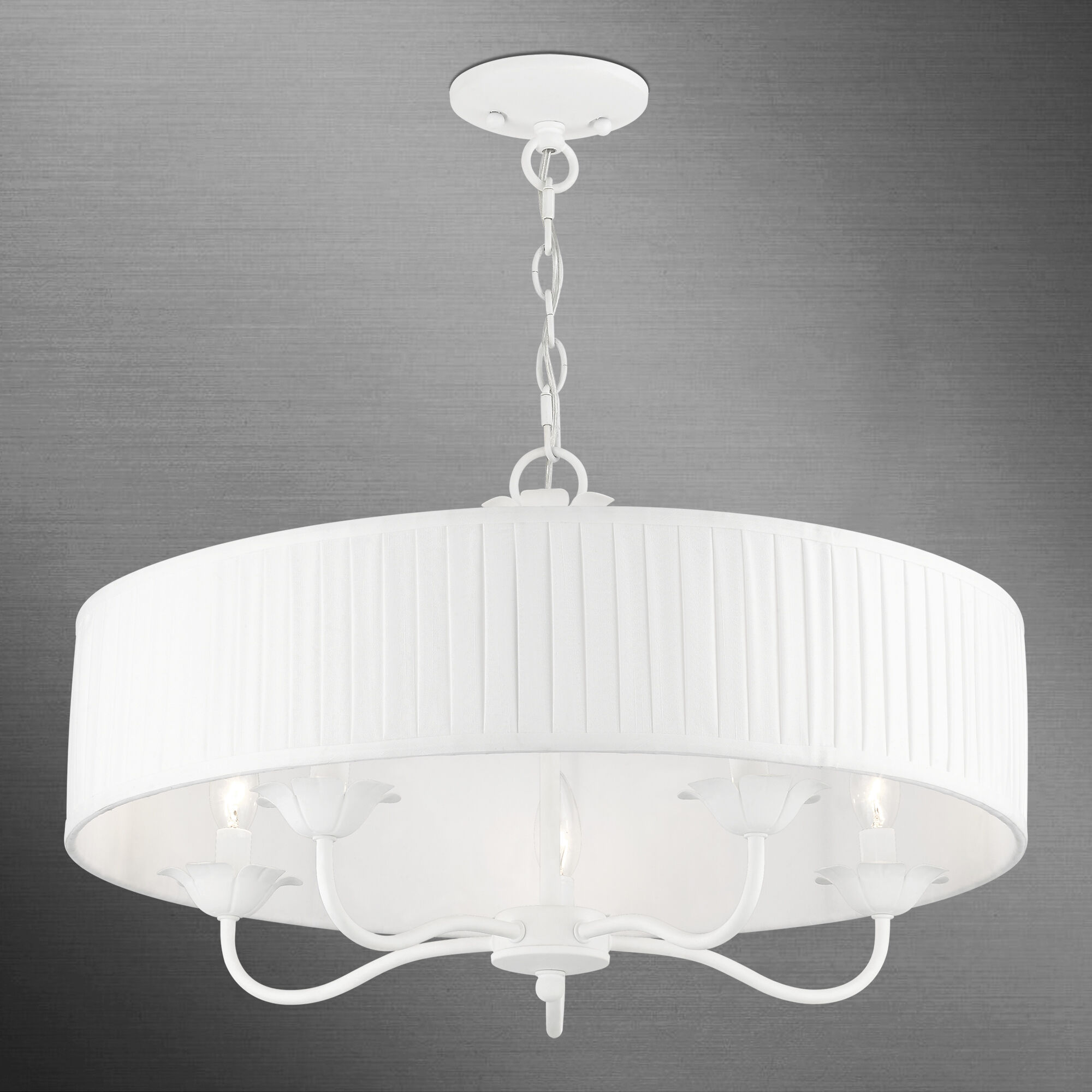 Edinburgh 5 Light 23 inch White Pendant Chandelier Ceiling Light