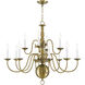 Williamsburgh 12 Light 32 inch Antique Brass Chandelier Ceiling Light