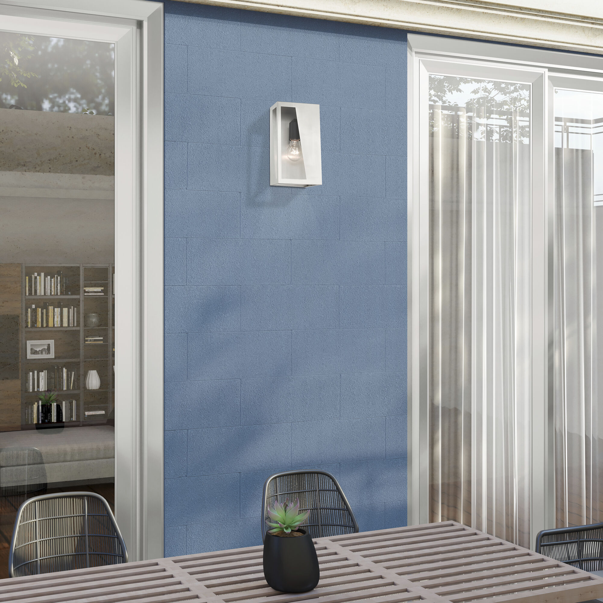 Forsyth 1 Light 11 inch Brushed Nickel with Black Finish Accents Outdoor Wall Lantern in Brushed Nickel & Black, Medium